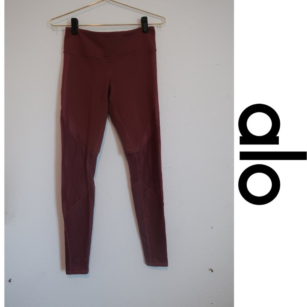 ALO Yoga Vitality Sheer Cutout Leggings Size Small Mauve - Picture 3 of 6
